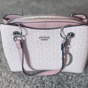 Guess Pink Metallic Shoulder Bag with Structured Design